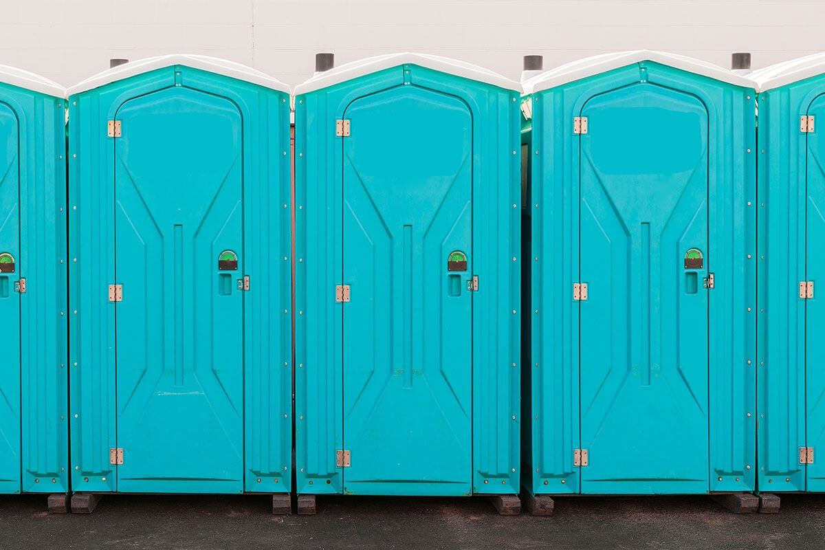 Industrial portable restroom units at a plant in Vallejo, California