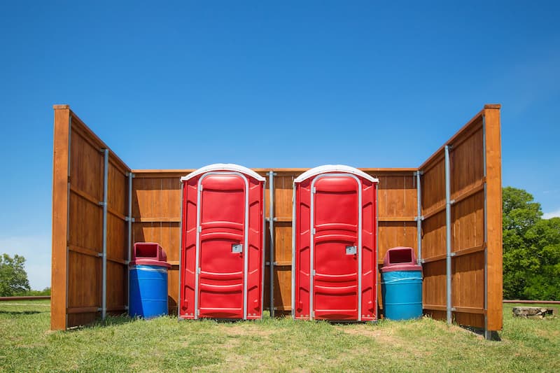 Short-term porta potty units staged for delivery in Vallejo, California